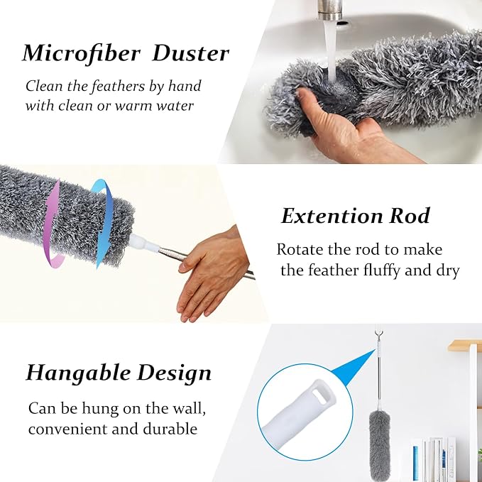 Cleaning Feather Grey Duster 10 Feet Long (Imported Quality)